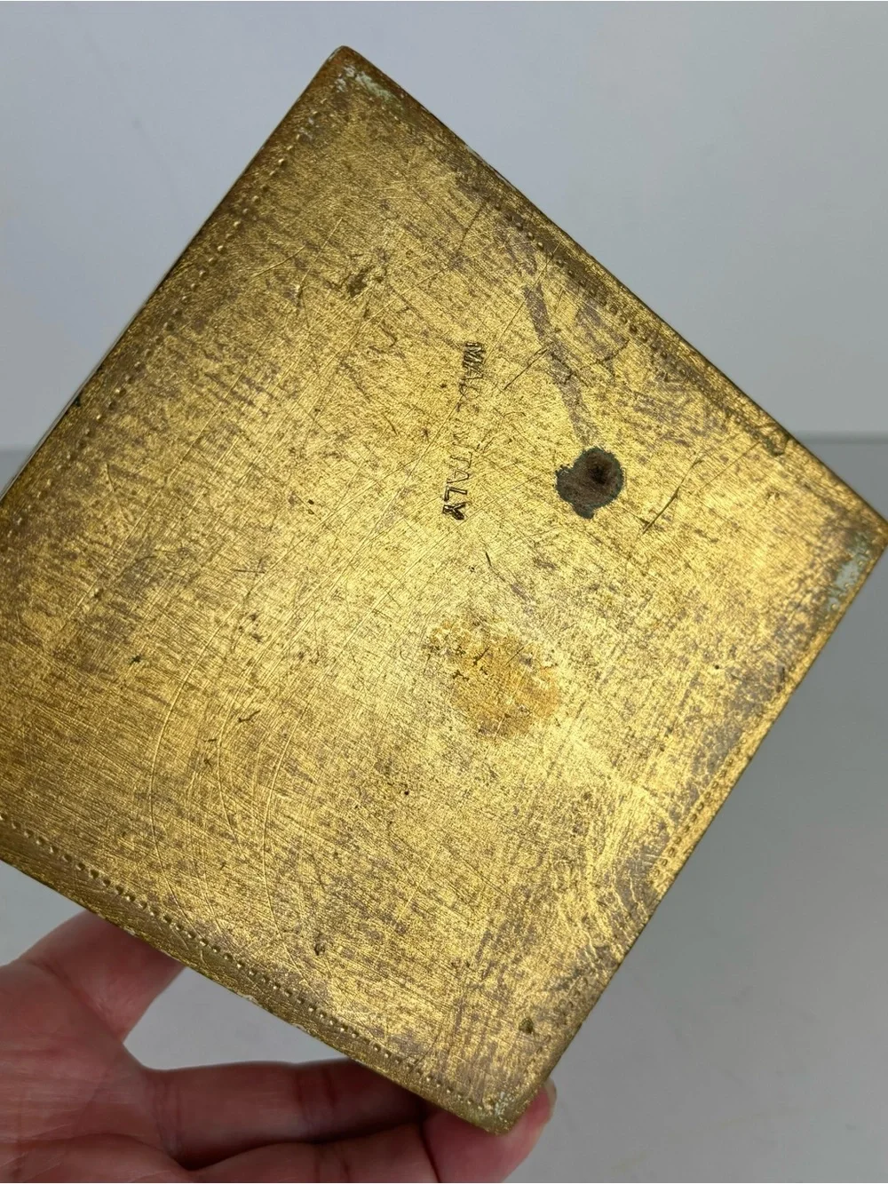 Vintage Italian Florentine Gold Gilded-Hinged Wooden Trinket Box-A Della Robbia